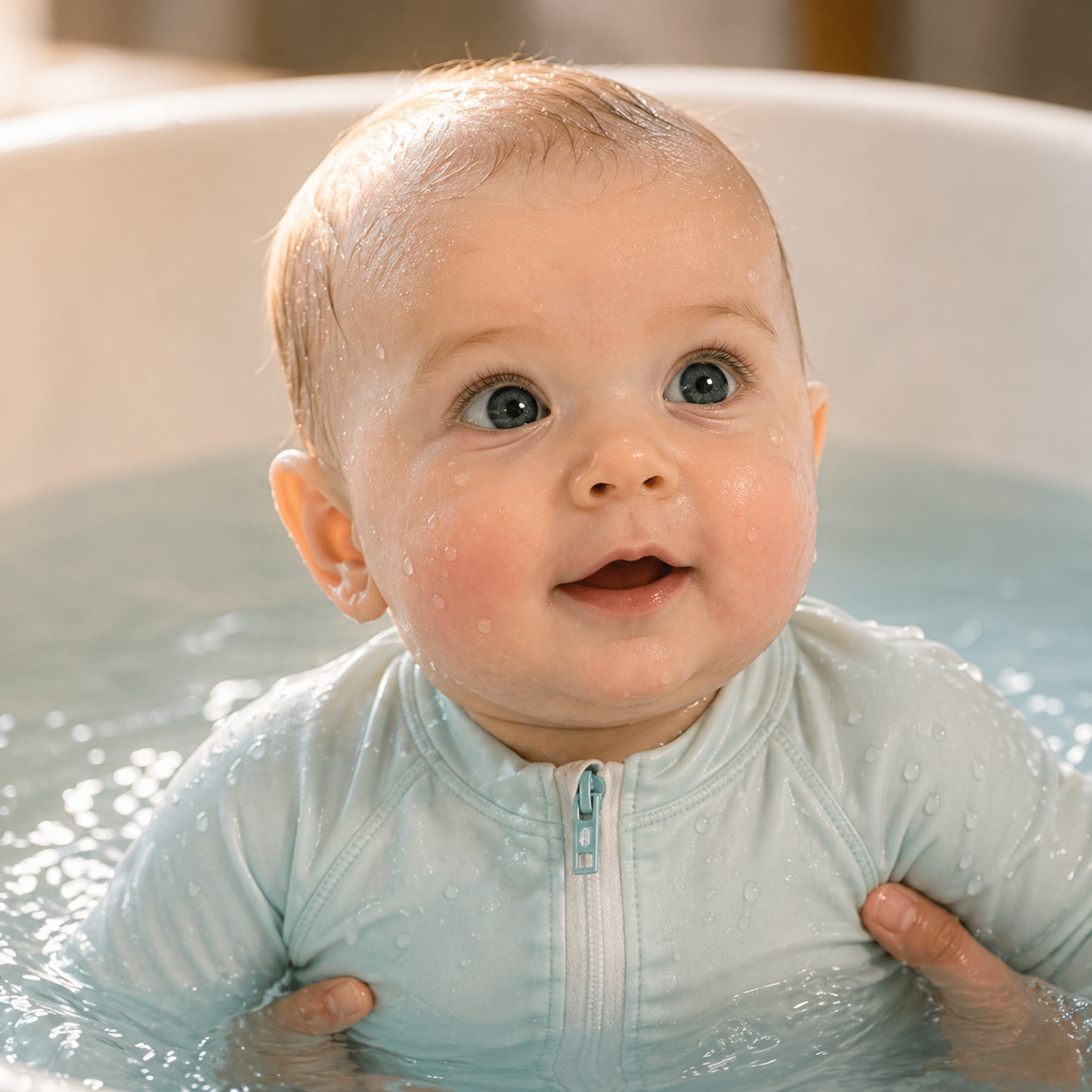 Малыш улыбается, момент после погружения