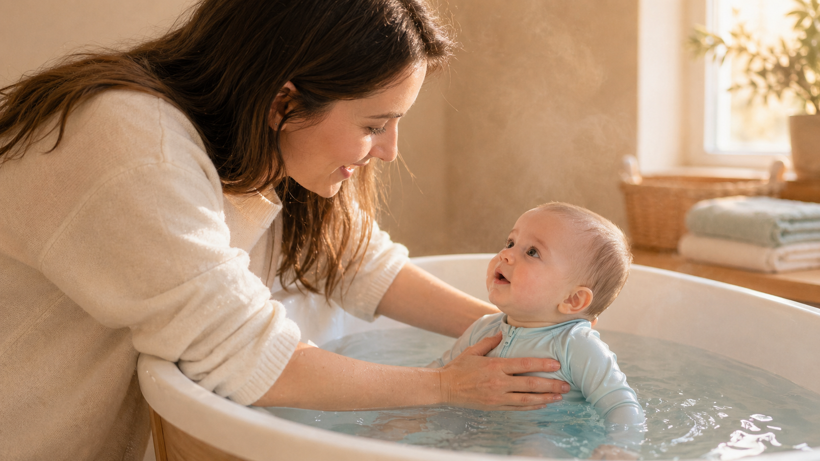 Мама с малышом во время занятия — тёплый момент